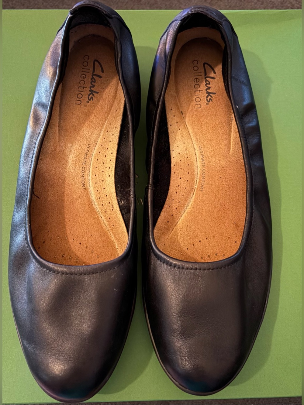 Clarks Black Leather Slip-On Ballet Flats